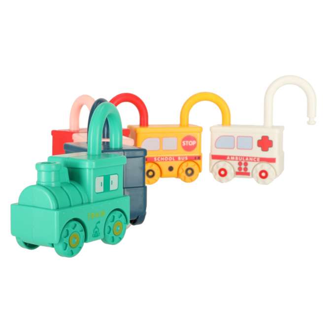 Samochodziki kłódki zabawka sensoryczna Montessori