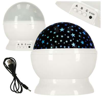 Star projector night light 2-in-1 USB white