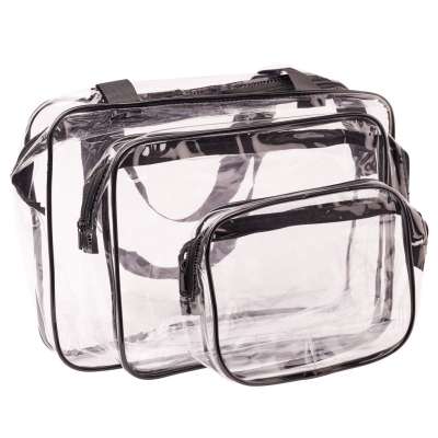 Transparent cosmetic bag travel organizer for airplane 3 pieces