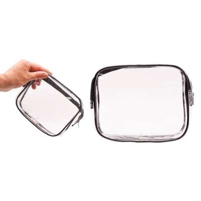 Transparent cosmetic bag travel organizer for airplane 3 pieces