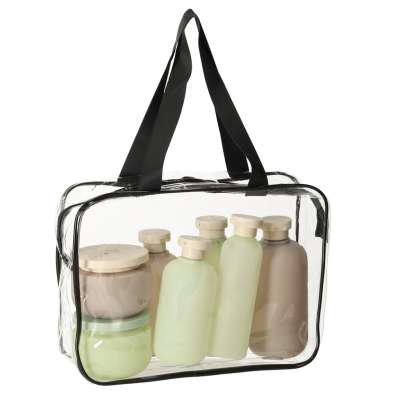 Transparent cosmetic bag travel organizer for airplane 3 pieces