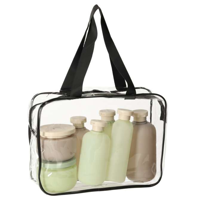 Transparent cosmetic bag travel organizer for airplane 3 pieces