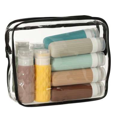 Transparent cosmetic bag travel organizer for airplane 3 pieces
