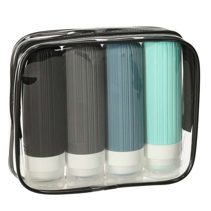 Transparent cosmetic bag travel organizer for airplane 3 pieces