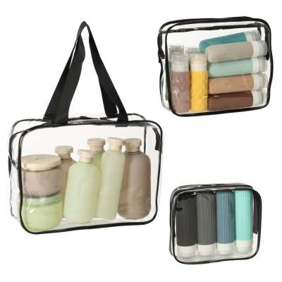 Transparent cosmetic bag travel organizer for airplane 3 pieces