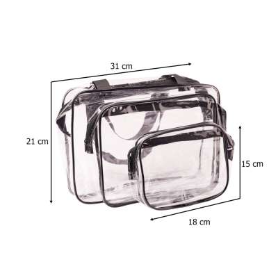 Transparent cosmetic bag travel organizer for airplane 3 pieces