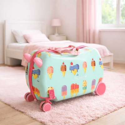 Travel suitcase for children on wheels hand luggage ice cream