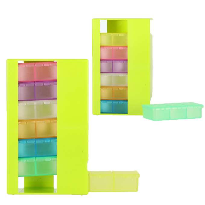 Weekly pill organizer container standing