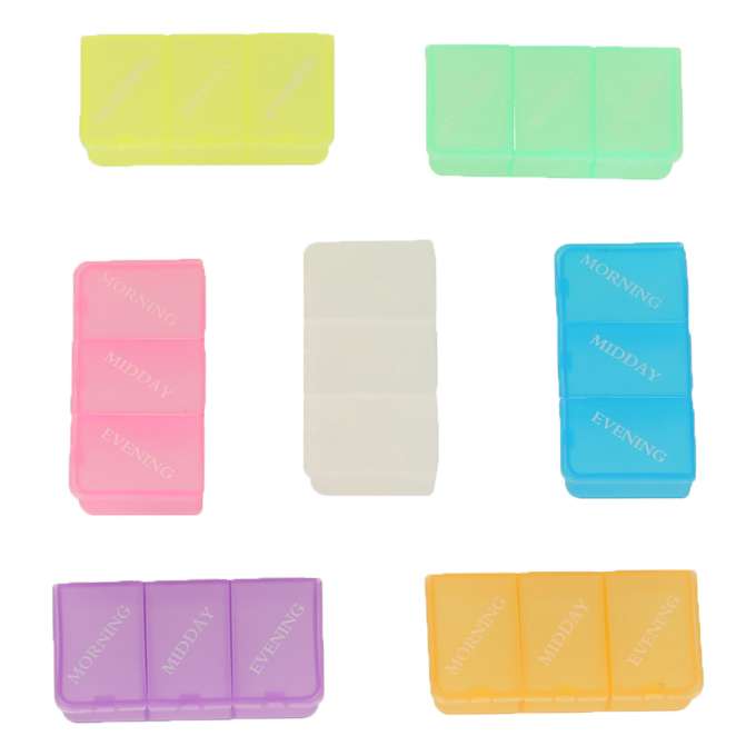 Weekly pill organizer container standing
