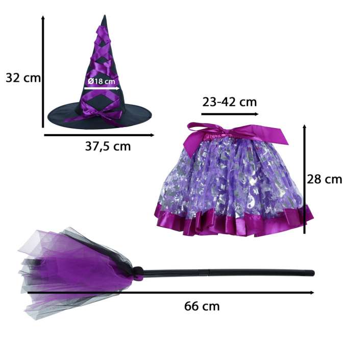 Costume witch witch costume 3 elements purple