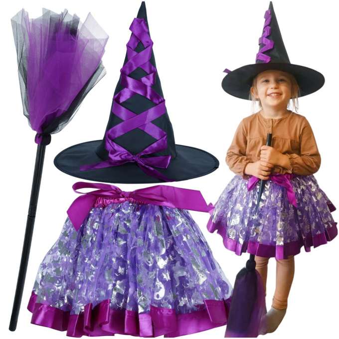 Costume witch witch costume 3 elements purple