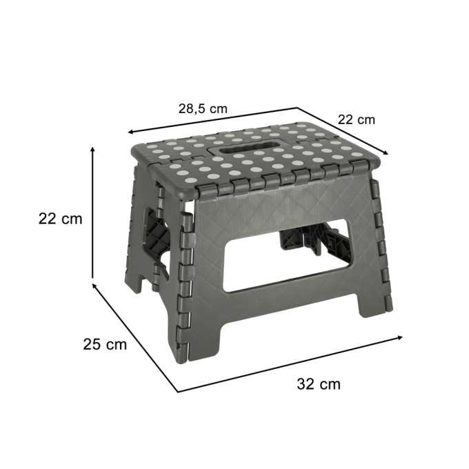 Non-slip folding stool dark grey