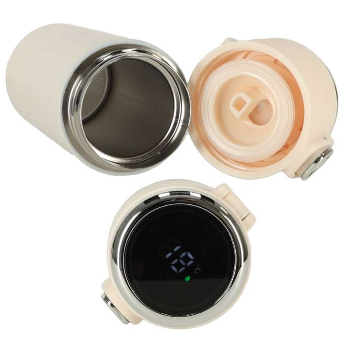Thermal mug with mouthpiece LED thermos 420ml beige