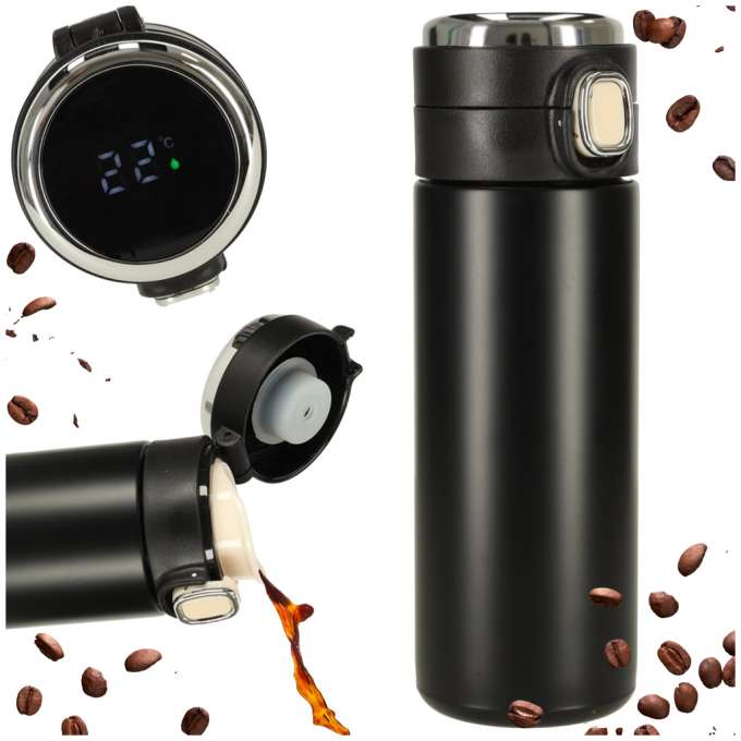 Thermal mug with mouthpiece LED thermos 420ml black
