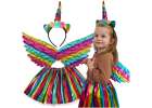 Unicorn costume skirt headband wings multicolor rainbow 1