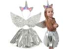 Unicorn costume skirt headband wings silver 1