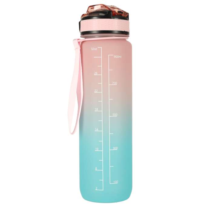 Water bottle bidon 1l pink and blue