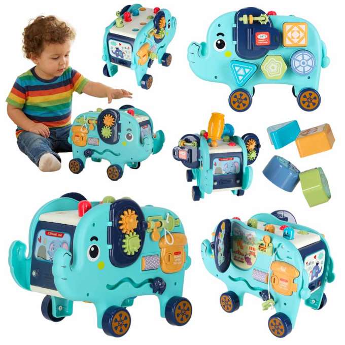 Interactive montessori elephant pounder sorter blocks hammer 26cm