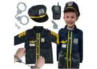 Kostium strój karnawałowy przebranie policjant kajdanki czapka zestaw 3-8 lat 1