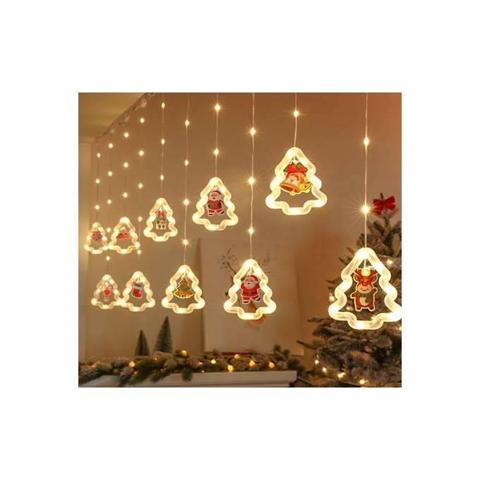 Lampki LED kurtyna z obrazkami w choinkach 3m