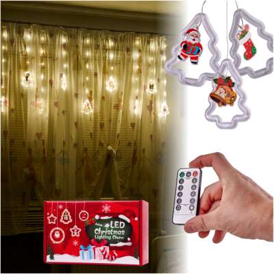 Lampki LED kurtyna z obrazkami w choinkach 3m