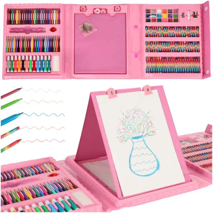 Painting art set in suitcase 208 pieces pink