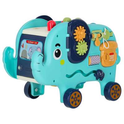 Słonik tablica manipulacyjna montessori wbijak sorter klocki młotek 26cm