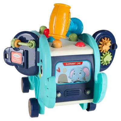 Słonik tablica manipulacyjna montessori wbijak sorter klocki młotek 26cm