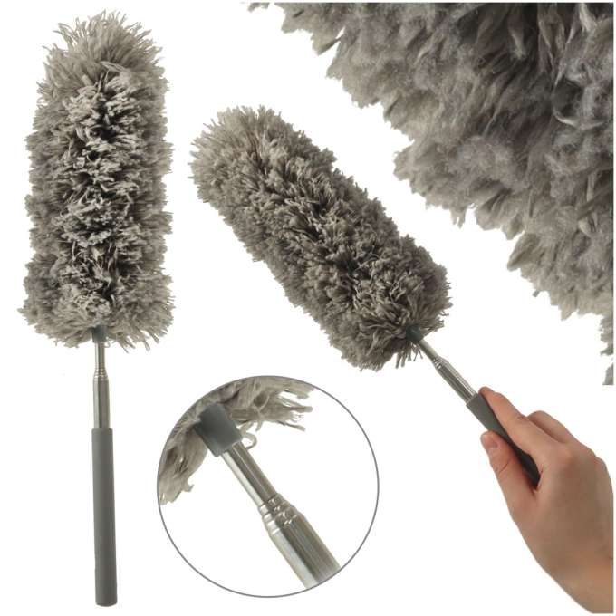 Telescopic broom dusting brush grey