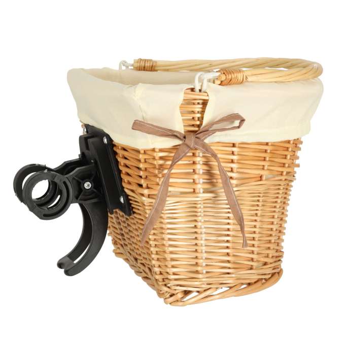 Wicker basket for bicycle front basket braided insert white