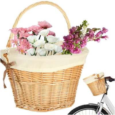 Wicker bicycle basket RALLEX front basket woven insert click, white