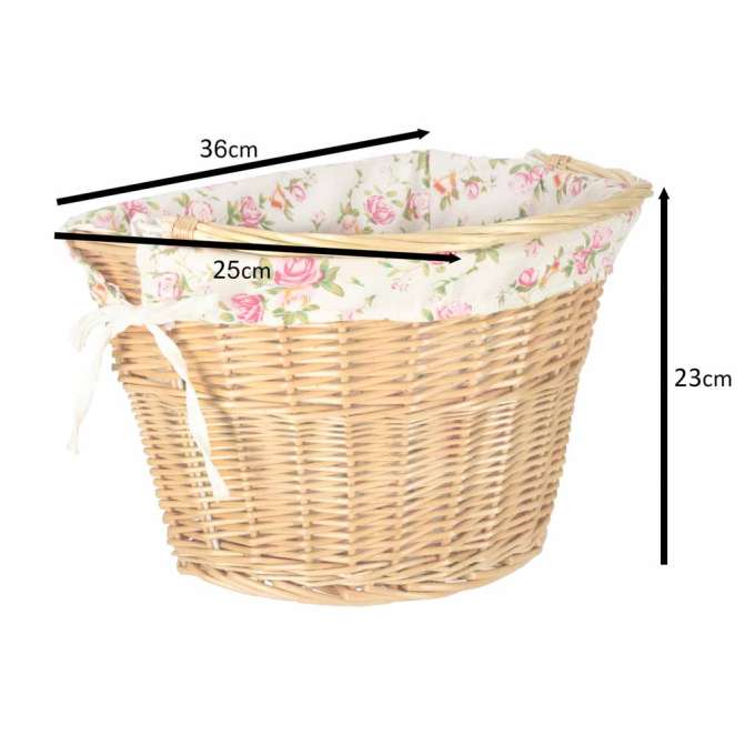 Wicker bicycle basket for bicycle RALLEX front braided click in flowers