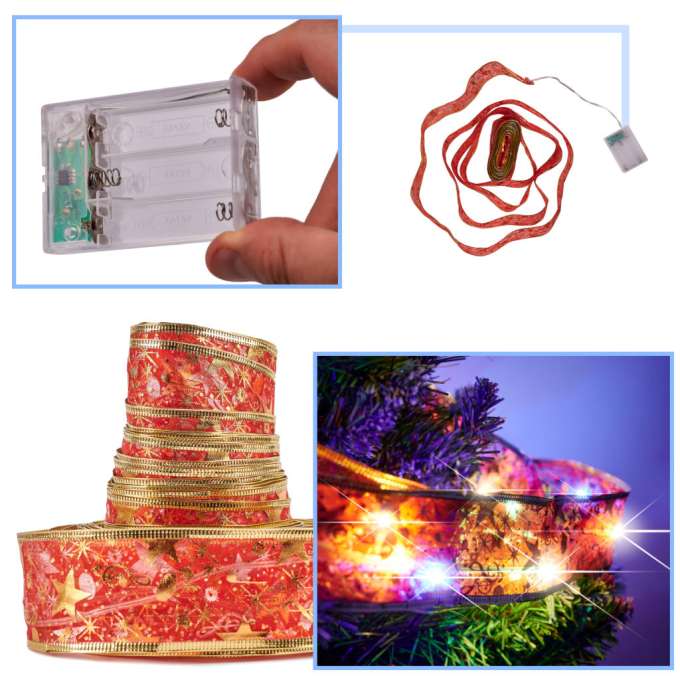 Wstążka ozdobna taśma LED 10m 100LED lampki choinkowe ozdoba świąteczna multikolor