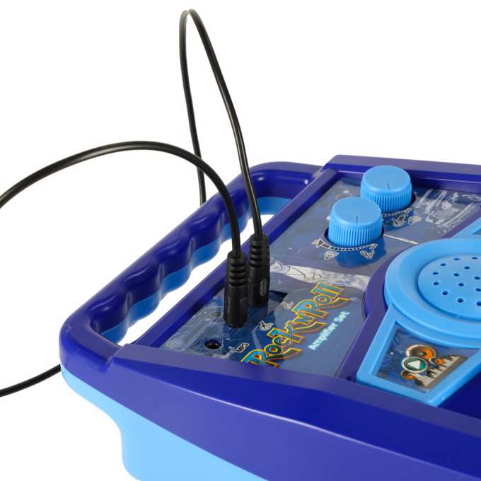 Electric rock guitar with microphone speaker for children blue