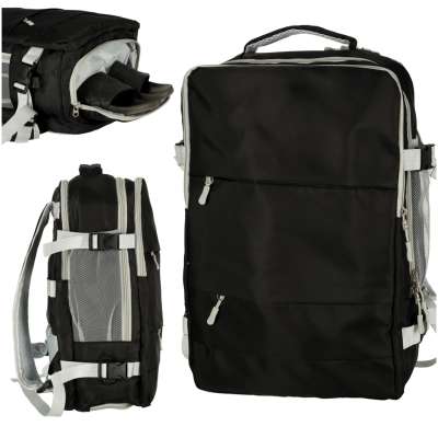 Airplane travel backpack waterproof USB cable 45x16x28cm black
