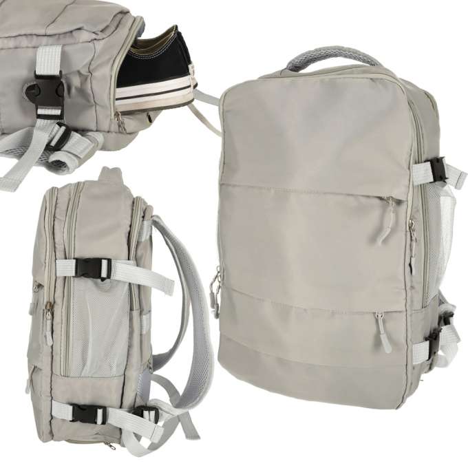 Airplane travel backpack waterproof USB cable 45x16x28cm gray