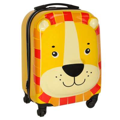 Children's travel suitcase on wheels hand luggage lion