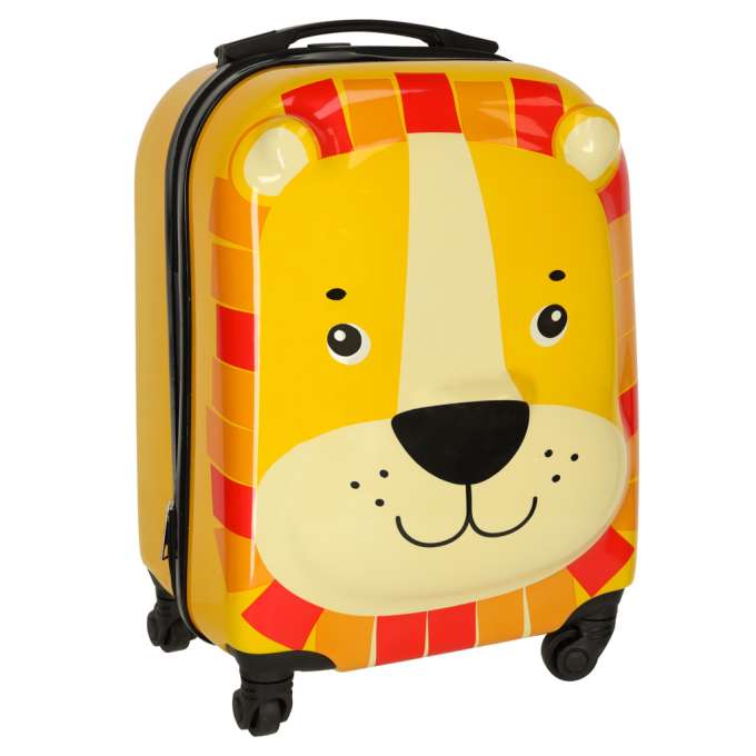 Children's travel suitcase on wheels hand luggage lion
