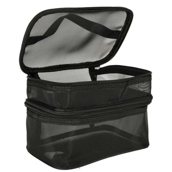 Cosmetic travel organizer folding piled organizer for storing cosmetics accessories black