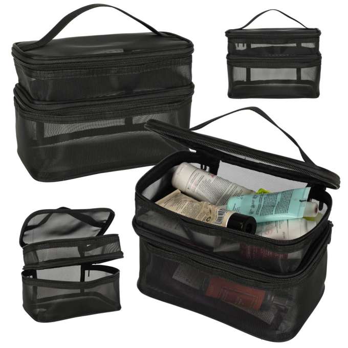 Cosmetic travel organizer folding piled organizer for storing cosmetics accessories black