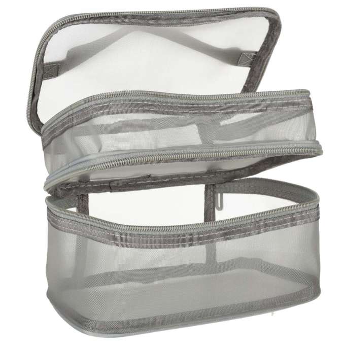 Cosmetic travel organizer folding piled organizer for storing cosmetics accessories gray