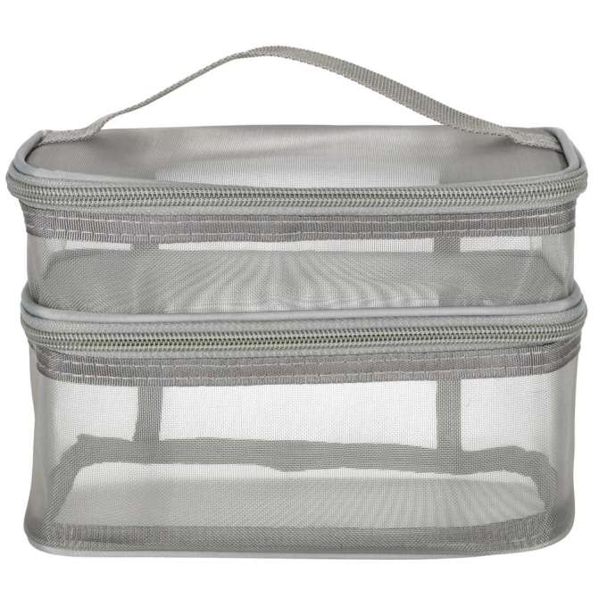 Cosmetic travel organizer folding piled organizer for storing cosmetics accessories gray