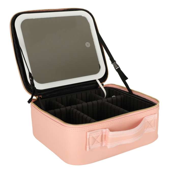 Cosmetics organizer with mirrors pink