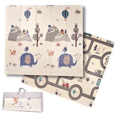 Educational folding foam mat double-sided 179x198cm street/forest