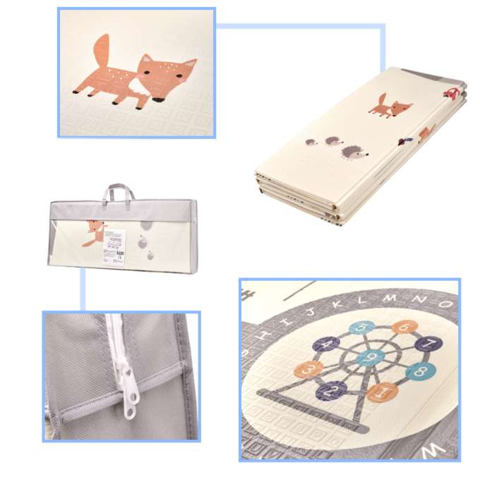 Educational folding foam mat double-sided 179x198cm street/forest