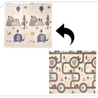 Educational folding foam mat double-sided 179x198cm street/forest