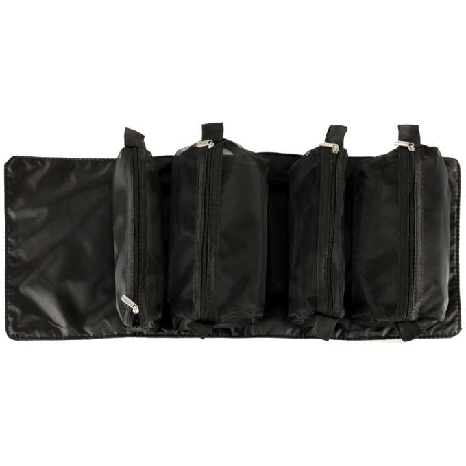 Folding travel cosmetic bag removable retractable 4-in-1 large capacity portable black