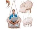 Hanging chair swing seat with cushion XXL ecru 150kg 1