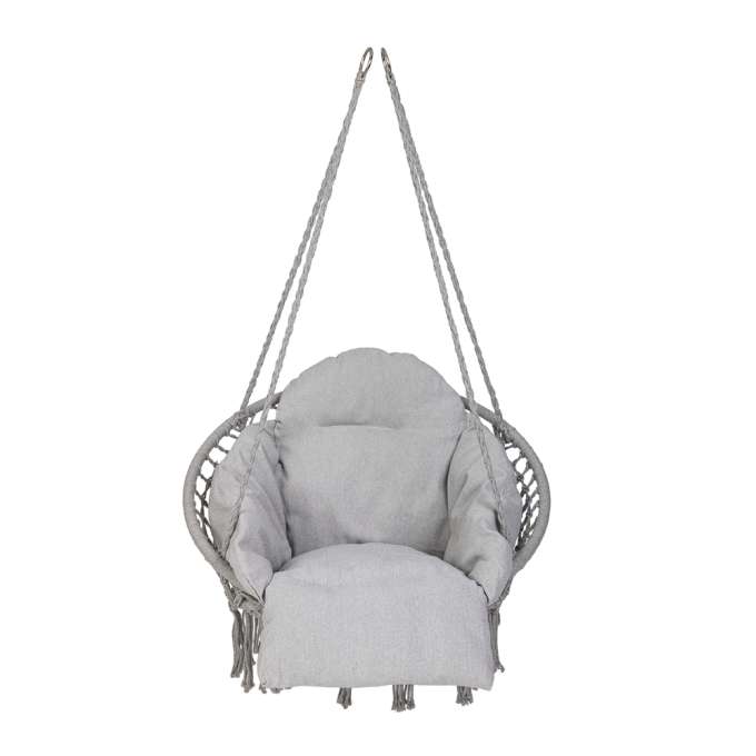 Hanging chair swing seat with cushion XXL grey 120kg