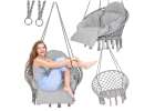 Hanging chair swing seat with cushion XXL grey 150kg 1
